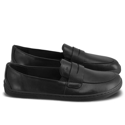 Photo 1 - A photo of All Black Be Lenka Buena penny loafer. Both loafers are shown facing right against a white background. Photo 2 - Both shoes are shown from above against a white background. #color_all-black