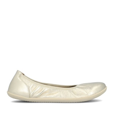 Champagne Groundies Lily 2 Classic ballet flats with an elastic opening. Right shoe is shown facing right against a white background. #color_champagne