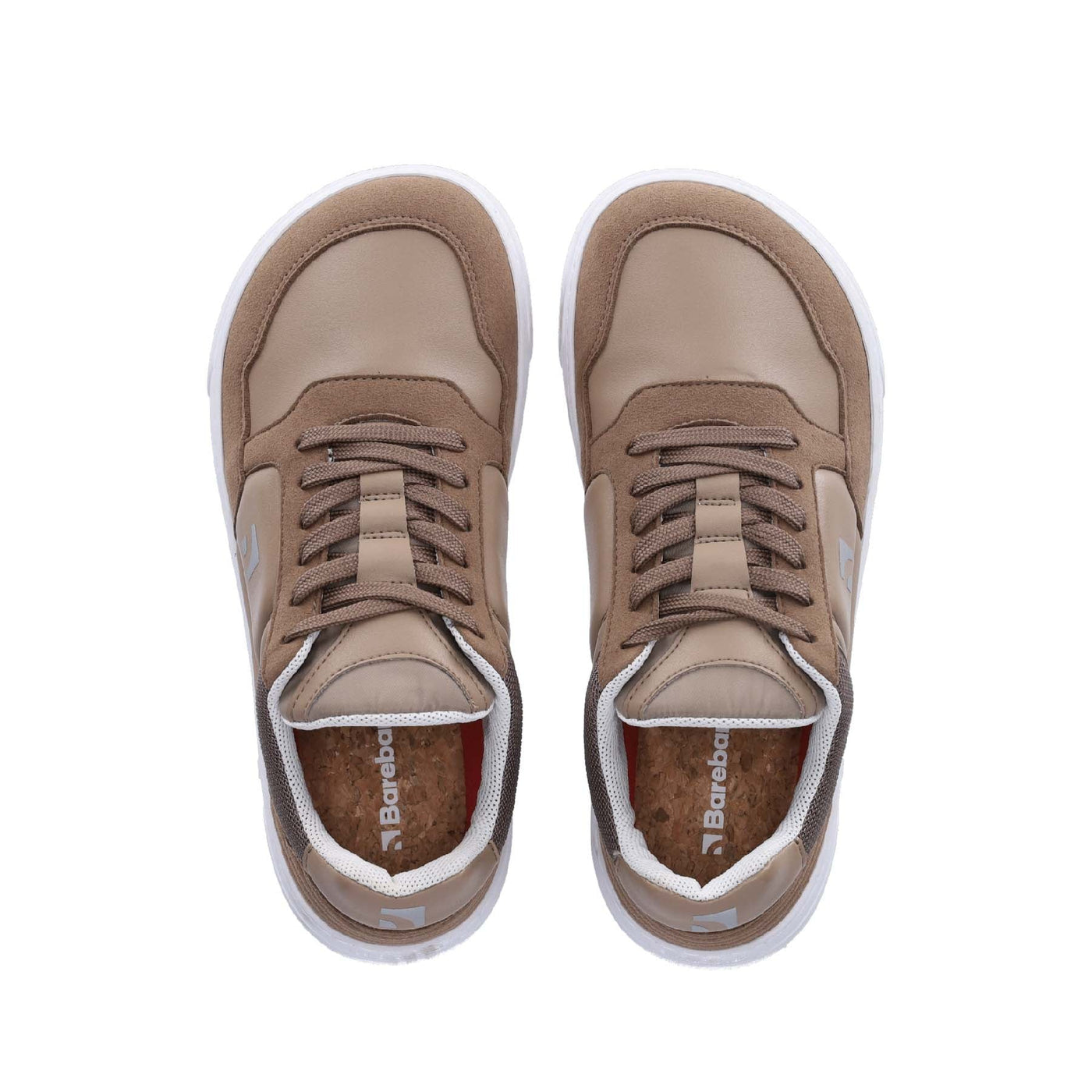 a brown sneaker with a white sole shown from above on a white background #color_brown-white