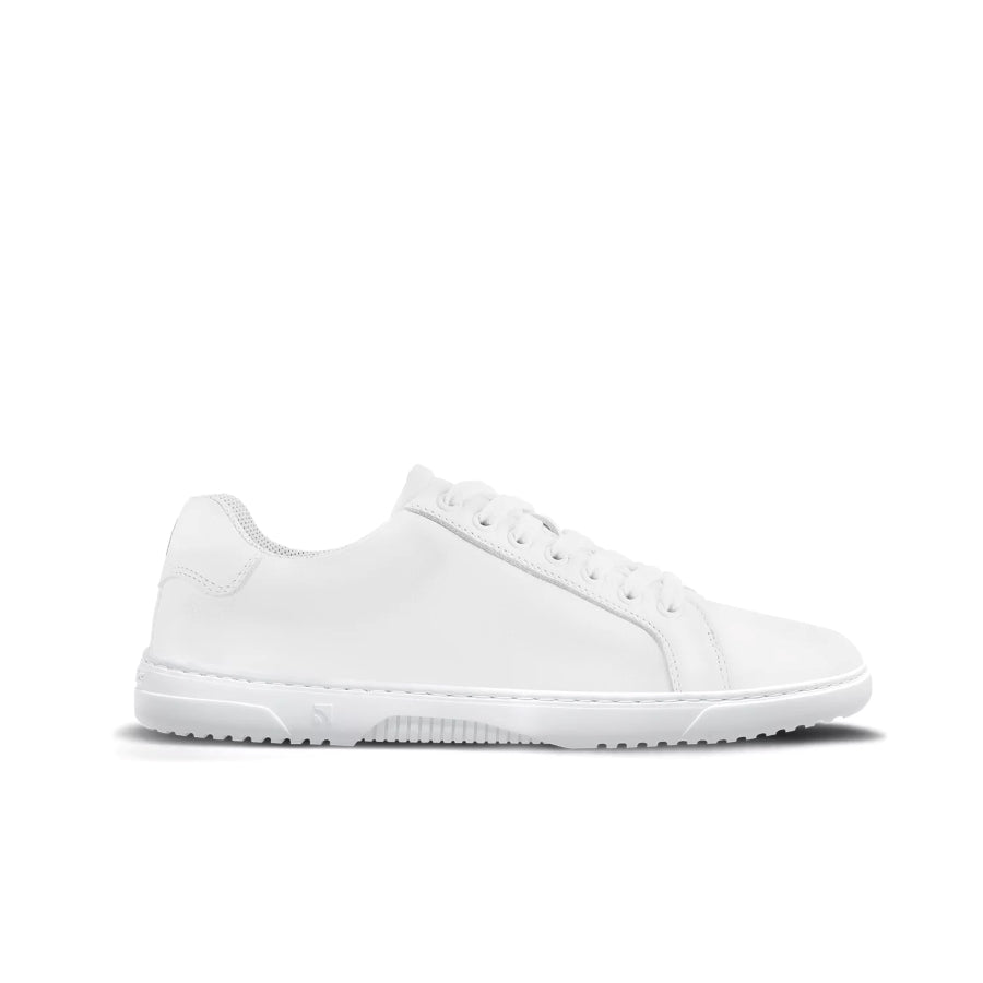 Photo 1 - A photo of Barebarics Zoom classic chunky leather sneakers in white. The right sneaker is shown here from the right side against a white background., Photo 2 - Both shoes are shown from the top down against a white background. #color_all-white