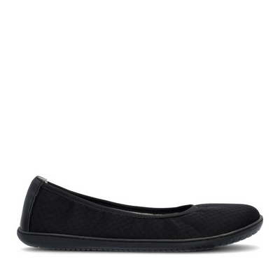 Photo 1 - A photo of Groundies Carolina mesh flats in black. The right shoe is shown from the right against a white background. Photo 2 - Right shoe is shown from the top down against a white background.  #color_black